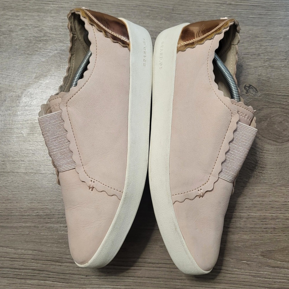 Cole Haan Grand Crosscourt Scalloped Slip‎ On Sneakers Pink Rose Gold 10 Casual